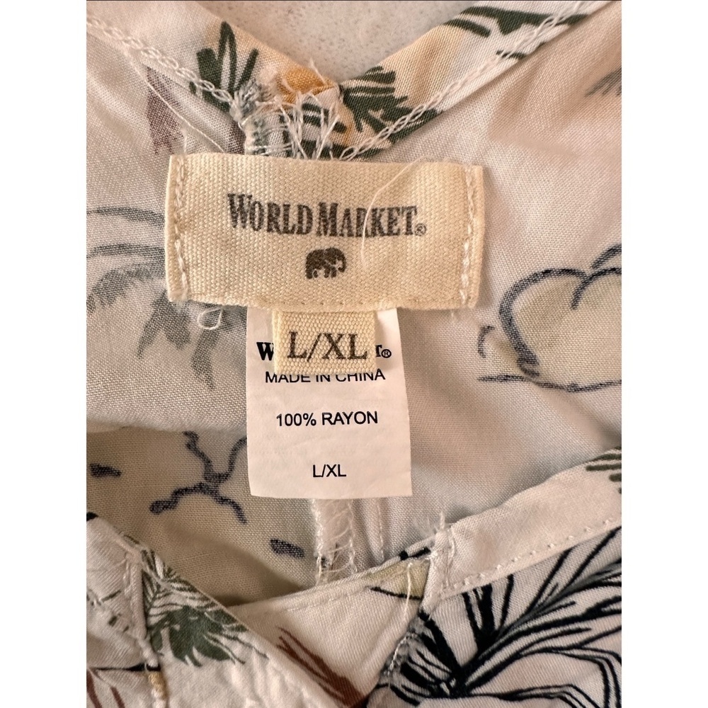 World Market/Cost Plus  Boho Palm Tree Elastic Waist Sleeveless Jumpsuit, L/XL - Picture 3 of 11